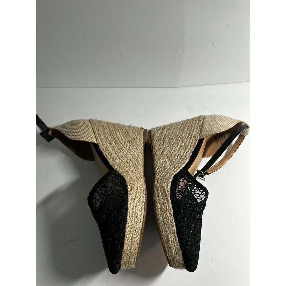 Torrid Women's Size 10 Wide Black Crochet Wedge Platform Espadrille Sandals Boho